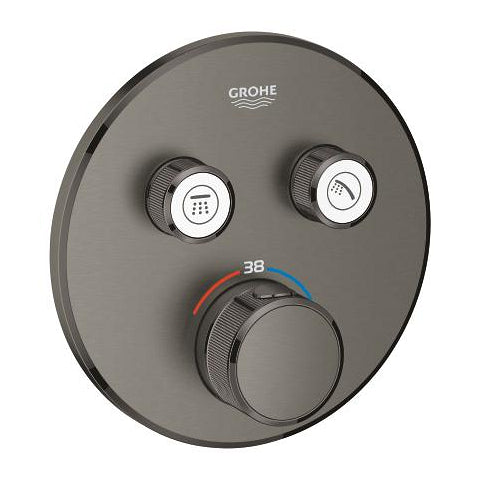 Grohe Grohtherm SmartControl round thermostatic trim set 2 controls 29119AL0 in Brushed Hard Graphite