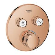 Grohe Grohtherm SmartControl round thermostatic trim set 2 controls 29119DA0 in Warm Sunset
