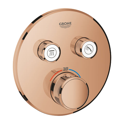 Grohe Grohtherm SmartControl round thermostatic trim set 2 controls 29119DA0 in Warm Sunset