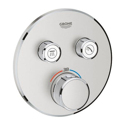 Grohe Grohtherm SmartControl round thermostatic trim set 2 controls 29119DC0 in SuperSteel