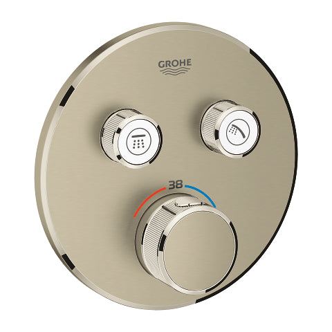 Grohe Grohtherm SmartControl round thermostatic trim set 2 controls 29119EN0 in Brushed Nickel