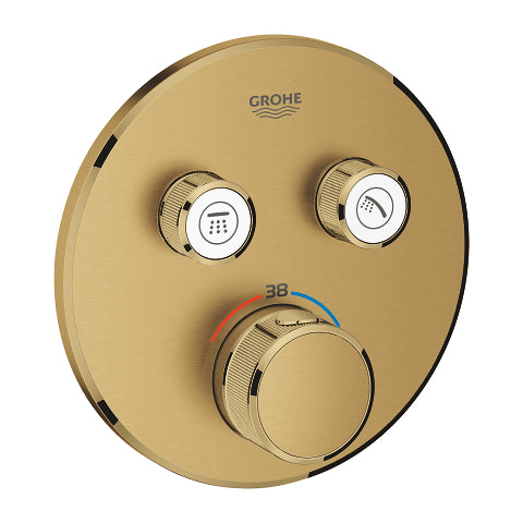 Grohe Grohtherm SmartControl round thermostatic trim set 2 controls 29119GN0 in Brushed Cool Sunrise