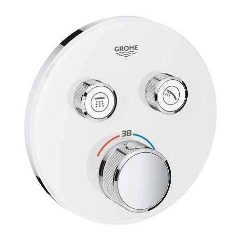 Grohe Grohtherm SmartControl round thermostatic trim set 2 controls 29151LS0 in Moon White