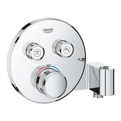 Grohe Grohtherm SmartControl round thermostatic trim set 2 controls with head shower 29120000 in StarLight Chrome