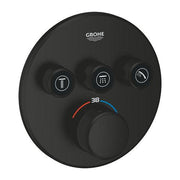 Grohe Grohtherm SmartControl round thermostatic trim set 3 controls 291212430 in Matt Black
