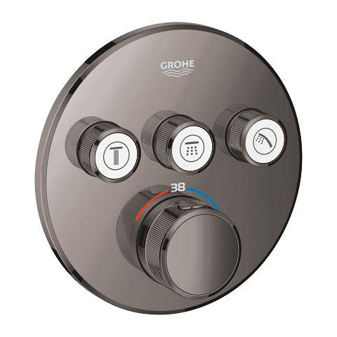Grohe Grohtherm SmartControl round thermostatic trim set 3 controls 29121A00 in Hard Graphite