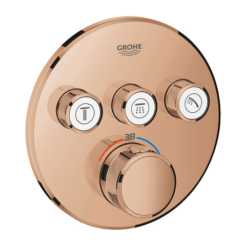 Grohe Grohtherm SmartControl round thermostatic trim set 3 controls 29121DA0 in Warm Sunset