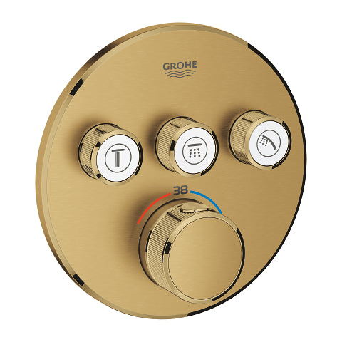 Grohe Grohtherm SmartControl round thermostatic trim set 3 controls 29121GN0 in Brushed Cool Sunrise