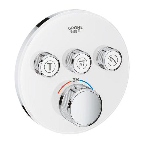 Grohe Grohtherm SmartControl round thermostatic trim set 3 controls 29904LS0 in Moon White