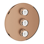 Grohe Grohtherm SmartControl round concealed valve trim 3 controls 29122DL0 in Brushed Warm Sunset