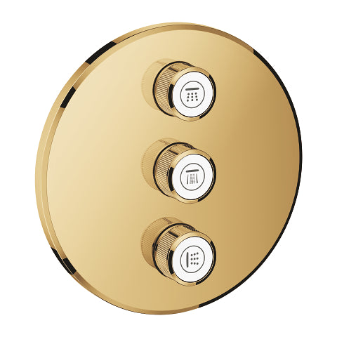 Grohe Grohtherm SmartControl round concealed valve trim 3 controls 29122GL0 in Cool Sunrise