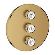Grohe Grohtherm SmartControl round concealed valve trim 3 controls 29122GN0 in Brushed Cool Sunrise