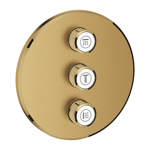 Grohe Grohtherm SmartControl round concealed valve trim 3 controls 29122GN0 in Brushed Cool Sunrise