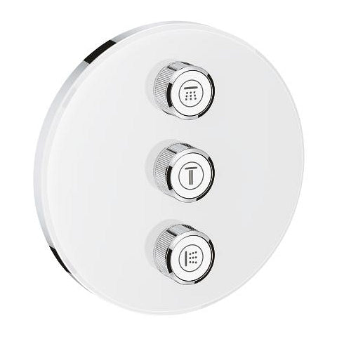 Grohe Grohtherm SmartControl round concealed valve trim 3 controls 29152LS0 in Moon White