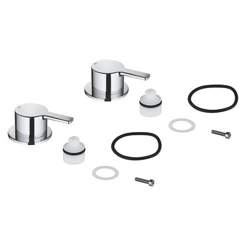Grohe Lineare pair of handles blue and red 48357000 in StarLight Chrome