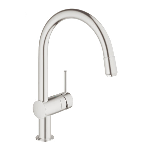 Grohe Minta kitchen mixer C-spout extractable mousseur 32918DC0 in SuperSteel