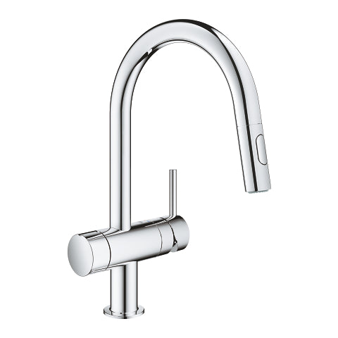 Grohe Minta kitchen mixer C-spout Dual Spray with shut-off valve 31916000 in StarLight Chrome