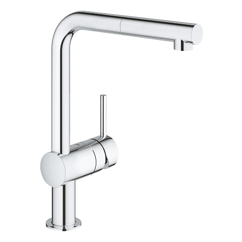 Grohe Minta kitchen mixer L-spout extractable mousseur 32168000 in StarLight Chrome