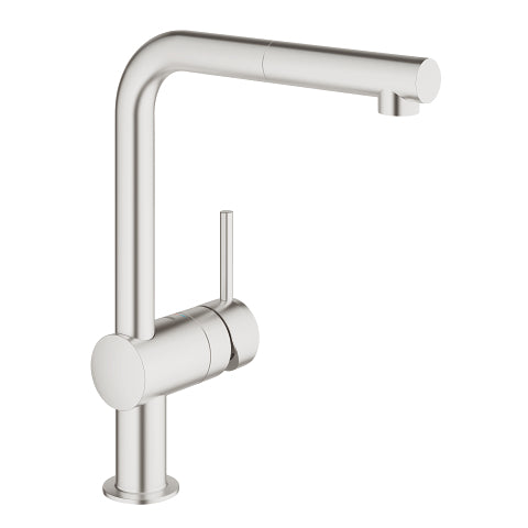 Grohe Minta kitchen mixer L-spout extractable mousseur 32168DC0 in SuperSteel