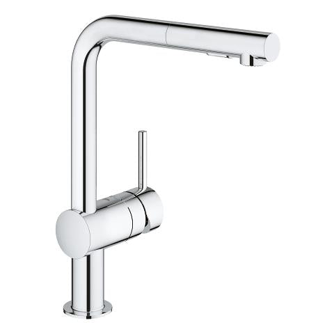 Grohe Minta kitchen mixer L-spout pull-out spray 30274000 in StarLight Chrome