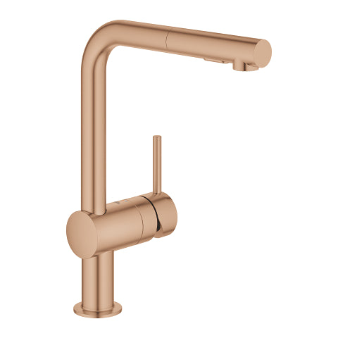 Grohe Minta kitchen mixer L-spout pull-out spray 30274DL0 in Brushed Warm Sunset
