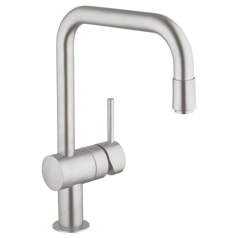 Grohe Minta kitchen mixer U-spout extractable mousseur 32067DC0 in SuperSteel