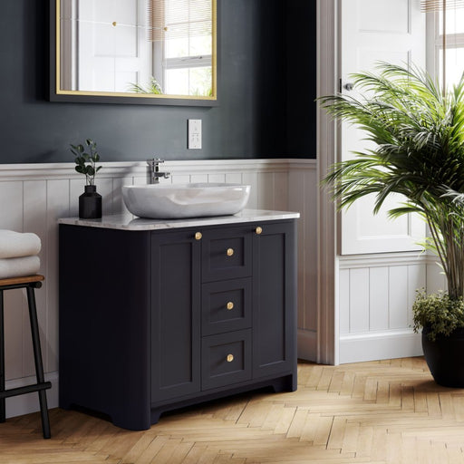 Hampton 1000mm Floor Standing 2 Door, 3 Drawer Unit Indigo Blue - view 2