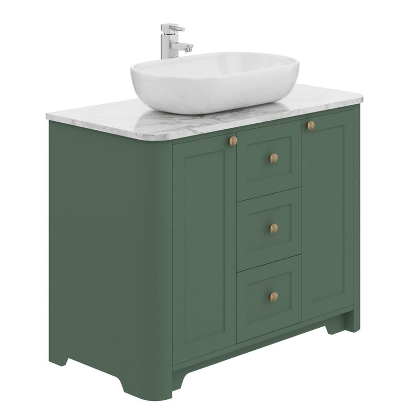 Hampton 1000mm Floor Standing 2 Door, 3 Drawer Unit Labrador Green
