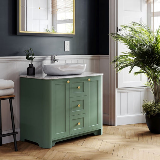 Hampton 1000mm Floor Standing 2 Door, 3 Drawer Unit Labrador Green - view 2