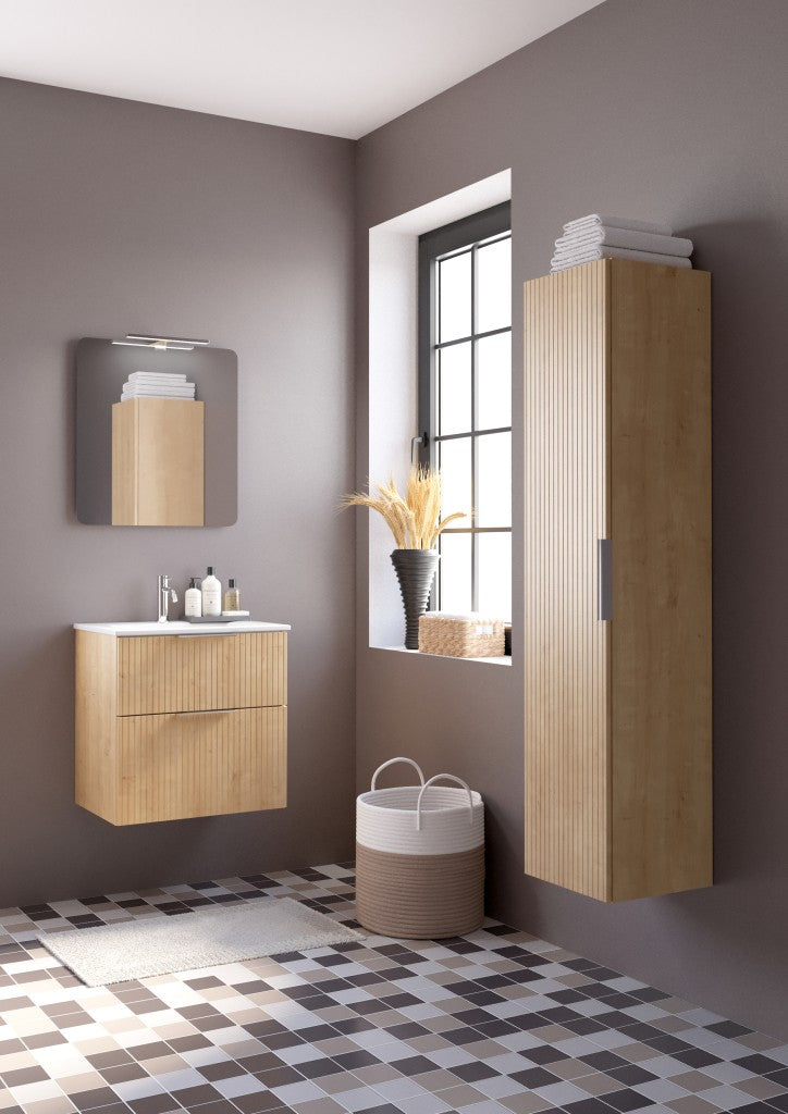 Helmsley 600mm Two Drawer Wall Hung Unit & Basin in Burlington Oak