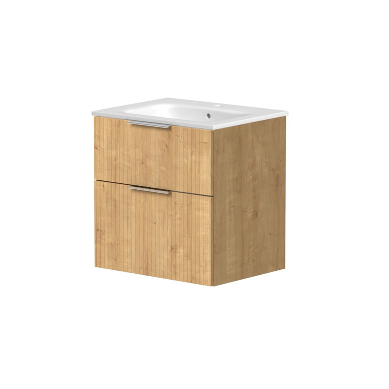 Helmsley 600mm Two Drawer Wall Hung Unit & Basin in Burlington Oak - view 2