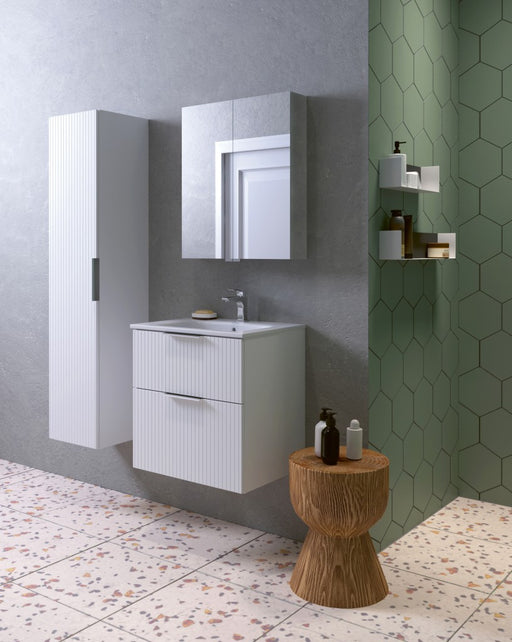 Helmsley 600mm Two Drawer Wall Hung Unit & Basin in Matt White - view 2