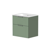 Helmsley 600mm Two Drawer Wall Hung Unit & Basin in Reed Green - view 2