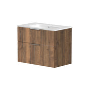 Helmsley 800mm Two Drawer Wall Hung Unit & Basin in Flagstaff Oak - view 2