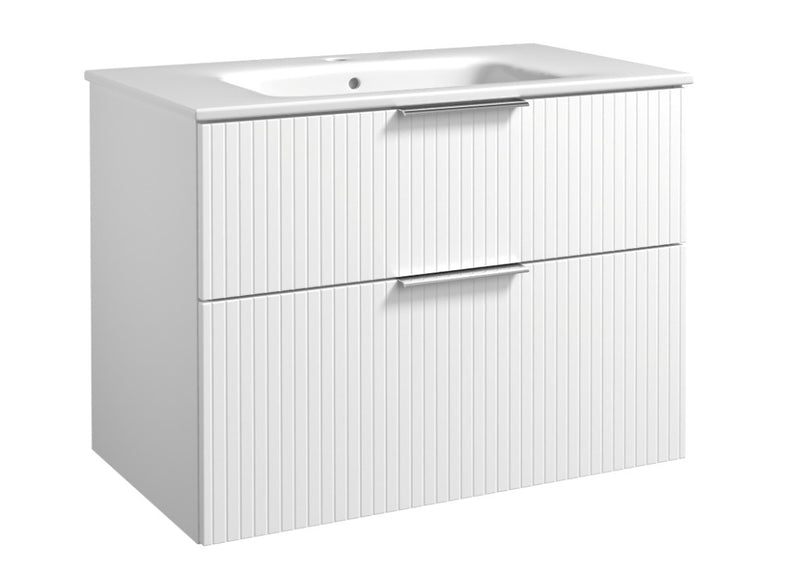 Helmsley 800mm Two Drawer Wall Hung Unit & Basin in Matt White