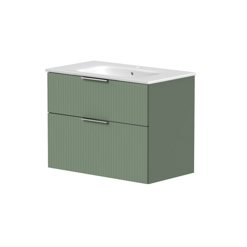 Helmsley 800mm Two Drawer Wall Hung Unit & Basin in Reed Green