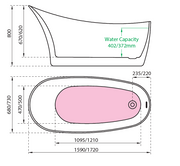Highgrove Freestanding Bath White 1720 x 730mm - view 2
