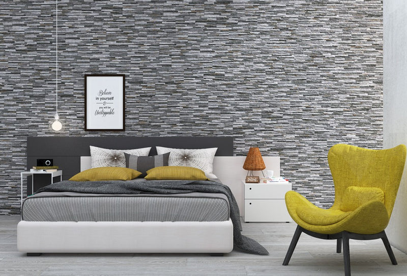 Hollywood Grey Split Face Stone Effect Textured Porcelain Wall Tile 170x520mm