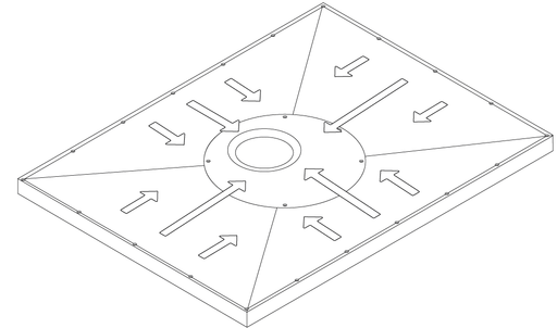Impey Aqua-Dec EasyFit four way fall to central drain diagram