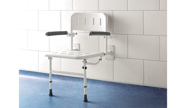 Impey Deluxe fold down shower seat with back and arms, white (S1)