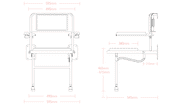 Impey Deluxe padded fold down shower seat S1/P dimensions line drawing