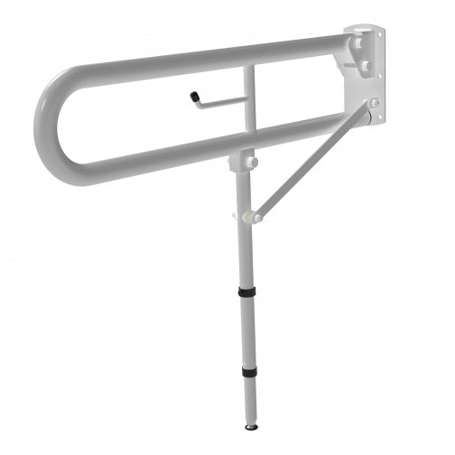 Impey DR8 looped drop down hinged support rail 800mm with support leg and toilet roll holder, white