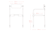 Impey freestanding shower chair S5 dimensions line drawing