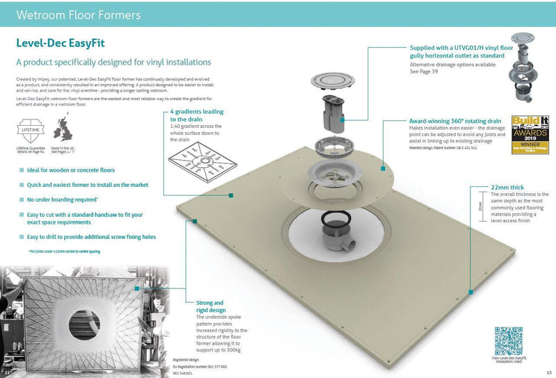 Impey Level-Dec EasyFit wetroom floor former construction detail