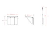 Impey Slimfold shower bench dimensions line drawing