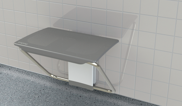 Impey Slimfold fold up shower bench in Grey