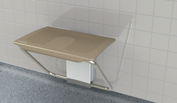 Impey Slimfold fold up shower bench in Sandstone