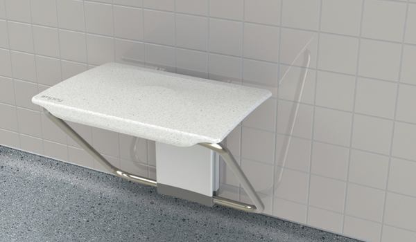 Impey Slimfold fold up shower bench in White Stone