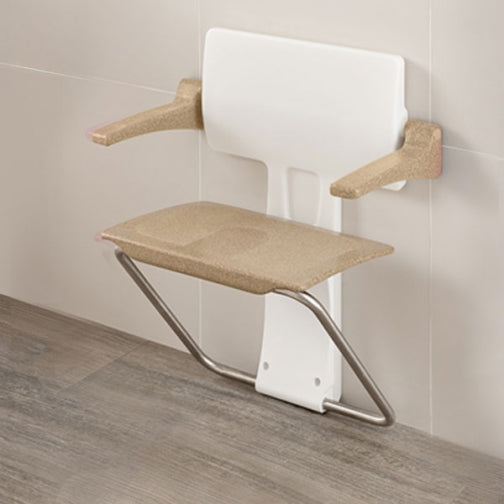Impey Slimfold fold up shower seat with back and arms in Sandstone