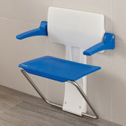Impey Slimfold fold up shower seat with back and arms in Sky Blue
